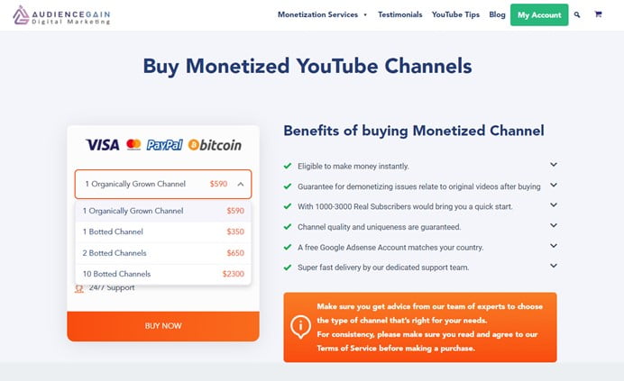 Buy Monetized Channel 