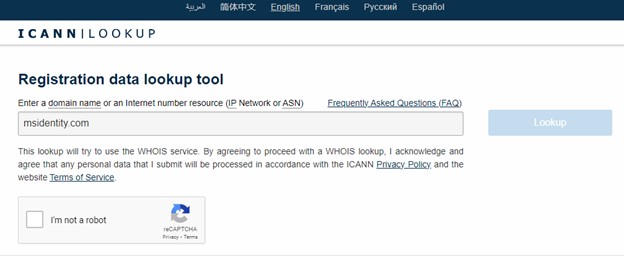 ICANN Lookup