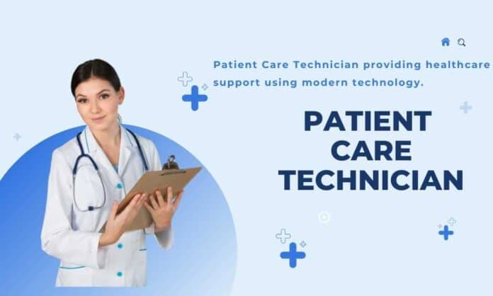 Patient Care Technician providing healthcare support using modern technology