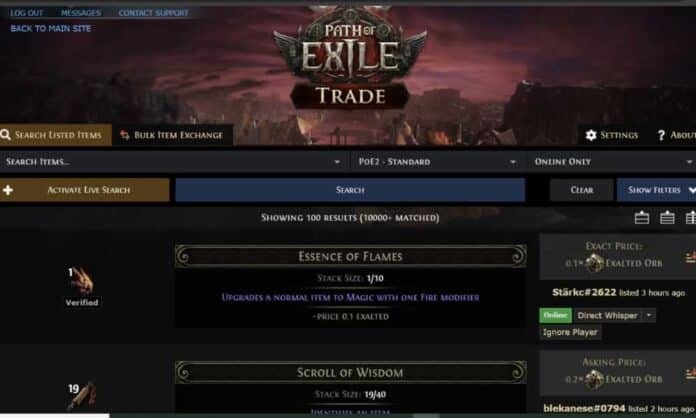 poe item trading listings showing gear prices and failed trade attempts poe item trading listings showing gear prices and failed trade attempts