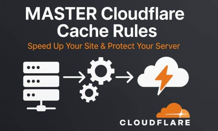 Cloudflare Cache Rules setup showing server optimization with lightning speed performance for faster website loading